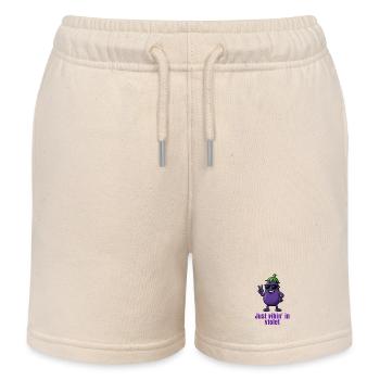 Eggplant - vibes in violet cartoon - Kids Organic Sweat Shorts by Stanley/Stella - soft Ecru - Front
