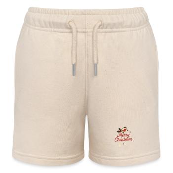 Vintage Vogel Merry Christmas Schrift - Kinder Organic Joggingshorts Mini Bolter von Stanley/Stella - Natur - Vorne