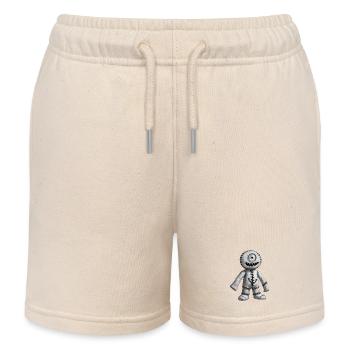 MONSTER DOLL #2 [Black & White] - Kids Organic Sweat Shorts by Stanley/Stella - soft Ecru - Front