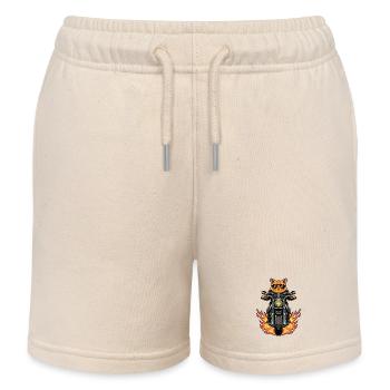 Coole Biker Katze Motorradflammen - Kinder Organic Joggingshorts Mini Bolter von Stanley/Stella - Natur - Vorne
