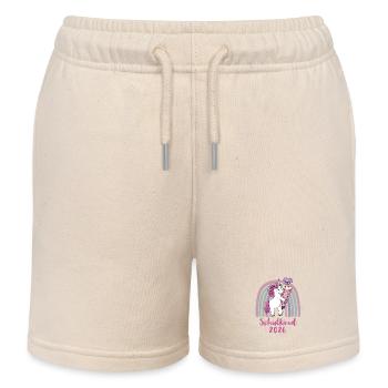 Schoolchild 2026 Unicorn with Sugar Cone - Kids Organic Sweat Shorts by Stanley/Stella - soft Ecru - Front