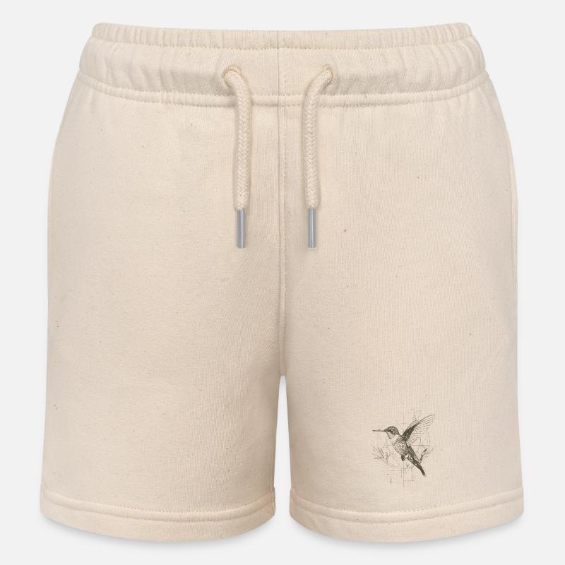 Colibri géométrique avec filet - Short de jogging enfant bio Stanley/Stella - écru doux