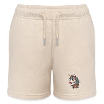 blumiges Einhorn - Kinder Organic Joggingshorts Mini Bolter von Stanley/Stella - Natur - Vorne