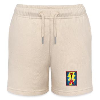 Stained Glass Guitar with Lightning Bolt - Kids Organic Sweat Shorts by Stanley/Stella - soft Ecru - Front