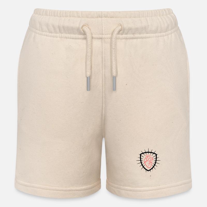 Blason du cœur coloré - Short de jogging enfant bio Stanley/Stella - écru doux