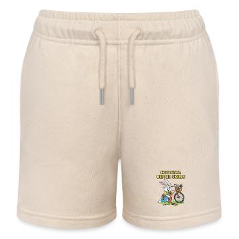 Easter Bunny Bike Repair Humor - Kids Organic Sweat Shorts by Stanley/Stella - soft Ecru - Front