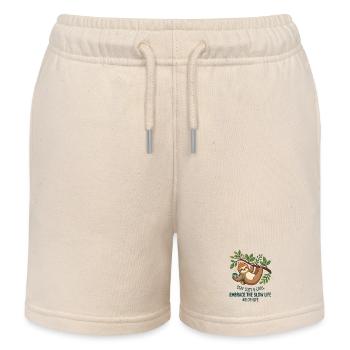 Cute Magic Puzzle Piece Winking Mascot Heart - Kids Organic Sweat Shorts by Stanley/Stella - soft Ecru - Front
