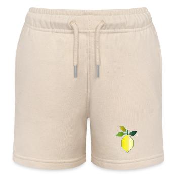 Geometric Lemon Illustration - Kids Organic Sweat Shorts by Stanley/Stella - soft Ecru - Front