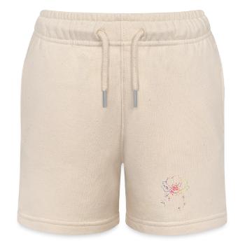 Cactus with Blossom Line Art Illustration - Kids Organic Sweat Shorts by Stanley/Stella - soft Ecru - Front
