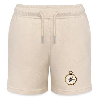 Vintage Kompass Anhänger Design - Kinder Organic Joggingshorts Mini Bolter von Stanley/Stella - Natur - Vorne