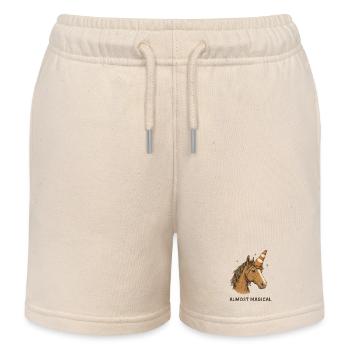 Almost Magical Horse Unicorn Humor - Kids Organic Sweat Shorts by Stanley/Stella - soft Ecru - Front