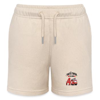 Feuerwehr Geburtstag 4 Jahr Shirt Ich bin 4 - Kinder Organic Joggingshorts Mini Bolter von Stanley/Stella - Natur - Vorne
