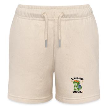 Dino Schoolchild 2026 Shirt School Enrollment Dinosaur - Kids Organic Sweat Shorts by Stanley/Stella - soft Ecru - Front