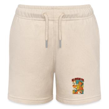 Funny Orange Cats Duel Comic - Kids Organic Sweat Shorts by Stanley/Stella - soft Ecru - Front