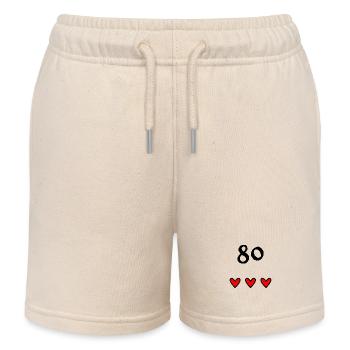 80 ANS. 80e ANNIVERSAIRE. ANNIVERSAIRE 80 ANS - Short de jogging enfant bio Stanley/Stella - écru doux - Devant