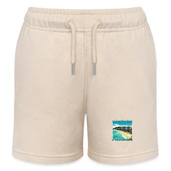 Hawaii Waikiki Beach O'ahu Honolulu Design - Kinder Organic Joggingshorts Mini Bolter von Stanley/Stella - Natur - Vorne