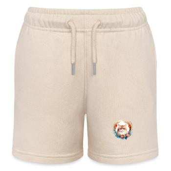 Exotic Shorthair Cat Boho Style, Love Cats - Kids Organic Sweat Shorts by Stanley/Stella - soft Ecru - Front