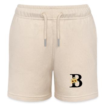 Buchstabe b blumige Sonnenblume - Kinder Organic Joggingshorts Mini Bolter von Stanley/Stella - Natur - Vorne