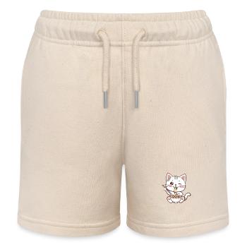 Cat Noodles Ramen in Kawaii - Kids Organic Sweat Shorts by Stanley/Stella - soft Ecru - Front