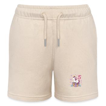 Unicorn - 5th Birthday - 5 Years - Kids Organic Sweat Shorts by Stanley/Stella - soft Ecru - Front