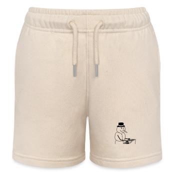 Winter DJ Schneemann Mixer Mischpult Musik Party - Kinder Organic Joggingshorts Mini Bolter von Stanley/Stella - Natur - Vorne