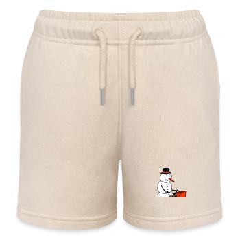 Winter DJ Schneemann Mixer Mischpult Musik Party - Kinder Organic Joggingshorts Mini Bolter von Stanley/Stella - Natur - Vorne