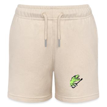 DJ Dino T-Rex Dinosaurier Gitarre Spielen Party - Kinder Organic Joggingshorts Mini Bolter von Stanley/Stella - Natur - Vorne