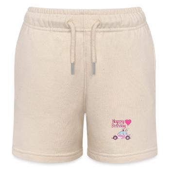 Happy Birthday Police Pink - Kids Organic Sweat Shorts by Stanley/Stella - soft Ecru - Front
