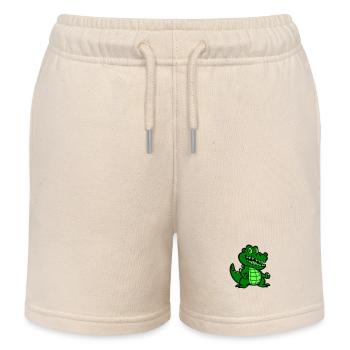 Crocodile Animal Comic - Kids Organic Sweat Shorts by Stanley/Stella - soft Ecru - Front