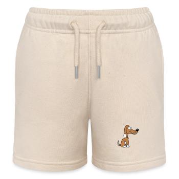 Dog Sitting Funny Happy Puppy Pet Comic - Kids Organic Sweat Shorts by Stanley/Stella - soft Ecru - Front