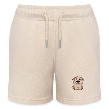 Hund Sitzt Süß Kleiner Glücklicher Welpe Haustier - Kinder Organic Joggingshorts Mini Bolter von Stanley/Stella - Natur - Vorne