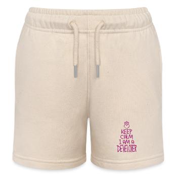 Keep Calm Software Developer Cool Gift - Kids Organic Sweat Shorts by Stanley/Stella - soft Ecru - Front