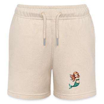 Mermaid Fantasy Illustration - Kids Organic Sweat Shorts by Stanley/Stella - soft Ecru - Front