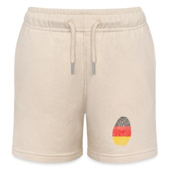 Fußball Deutschland Fan Fingerabdruck Flagge - Kinder Organic Joggingshorts Mini Bolter von Stanley/Stella - Natur - Vorne