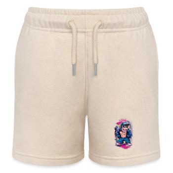 Streetart Gorilla Musik - Kinder Organic Joggingshorts Mini Bolter von Stanley/Stella - Natur - Vorne