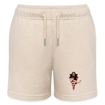 Nasty Fast Food Pizza Pirate Captain Eye Patch - Kids Organic Sweat Shorts by Stanley/Stella - soft Ecru - Front