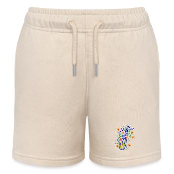 Verspielte Saxofon-Florenz Illustration - Kinder Organic Joggingshorts Mini Bolter von Stanley/Stella - Natur - Vorne