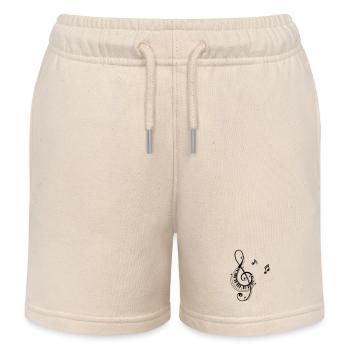 Clef with piano and music notes, i love music. - Kids Organic Sweat Shorts by Stanley/Stella - soft Ecru - Front
