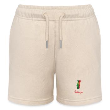 Portugal Wappen Karte Silhouette - Kinder Organic Joggingshorts Mini Bolter von Stanley/Stella - Natur - Vorne