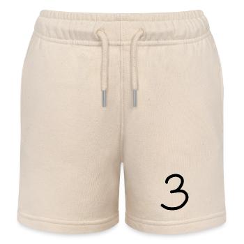 3 Number three number black birthday - Kids Organic Sweat Shorts by Stanley/Stella - soft Ecru - Front