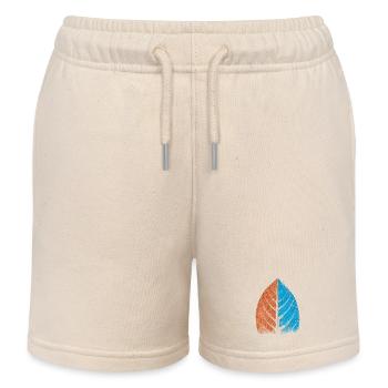 Leaf - Blue / Red - Beech Leaf - Kids Organic Sweat Shorts by Stanley/Stella - soft Ecru - Front