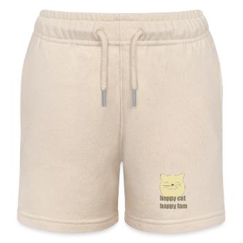 happy cat happy fam - Kids Organic Sweat Shorts by Stanley/Stella - soft Ecru - Front