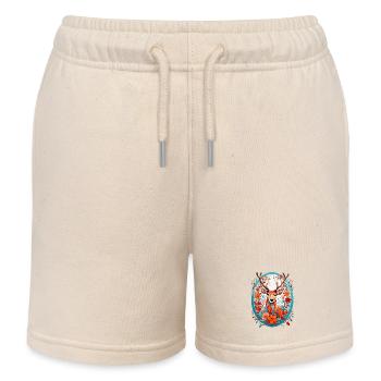 Hirsch mit Blumen - Kinder Organic Joggingshorts Mini Bolter von Stanley/Stella - Natur - Vorne