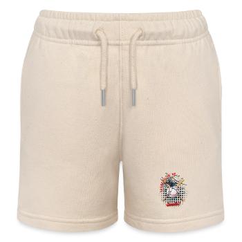 Baseball Batter with Playful Text - Kids Organic Sweat Shorts by Stanley/Stella - soft Ecru - Front