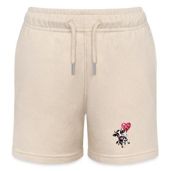 Drôle de vache choc culturel avec cœur - Short de jogging enfant bio Stanley/Stella - écru doux - Devant