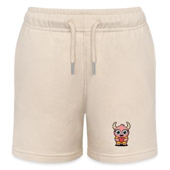 Freundliches Monster Mädchen mit rotem Herz - Kinder Organic Joggingshorts Mini Bolter von Stanley/Stella - Natur - Vorne