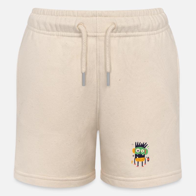 Monstre fou coloré - Short de jogging enfant bio Stanley/Stella - écru doux
