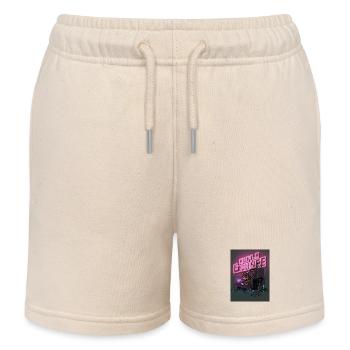 Bear Neon DJ Night - Kids Organic Sweat Shorts by Stanley/Stella - soft Ecru - Front