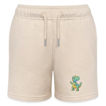 Colorful Robo-Dino - Kids Organic Sweat Shorts by Stanley/Stella - soft Ecru - Front