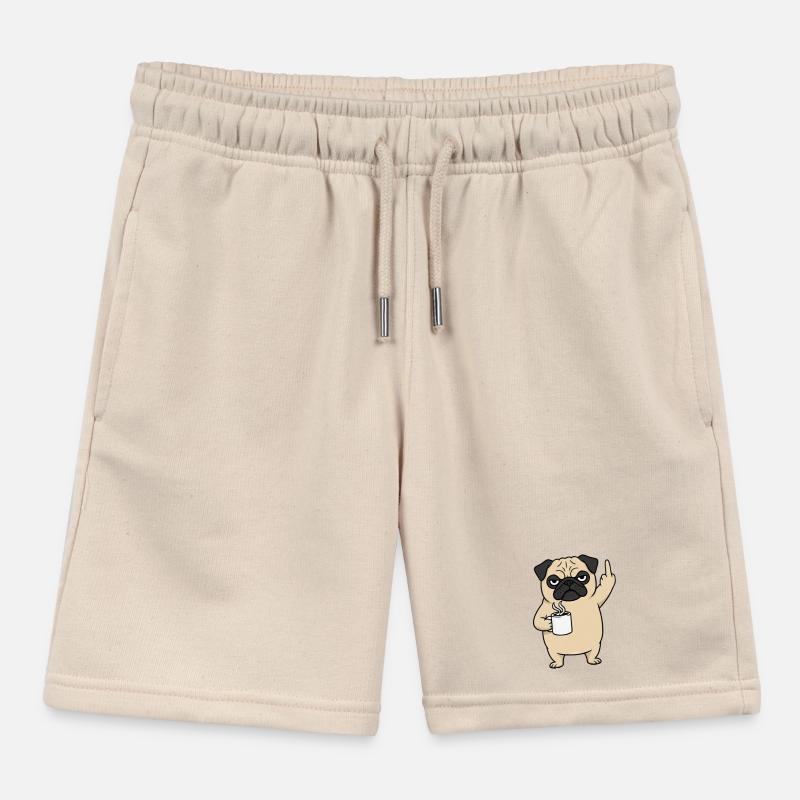Genervter Mops mit Kaffee Mittelfinger Cartoon Kinder Organic Joggingshorts Mini Bolter von Stanley/Stella